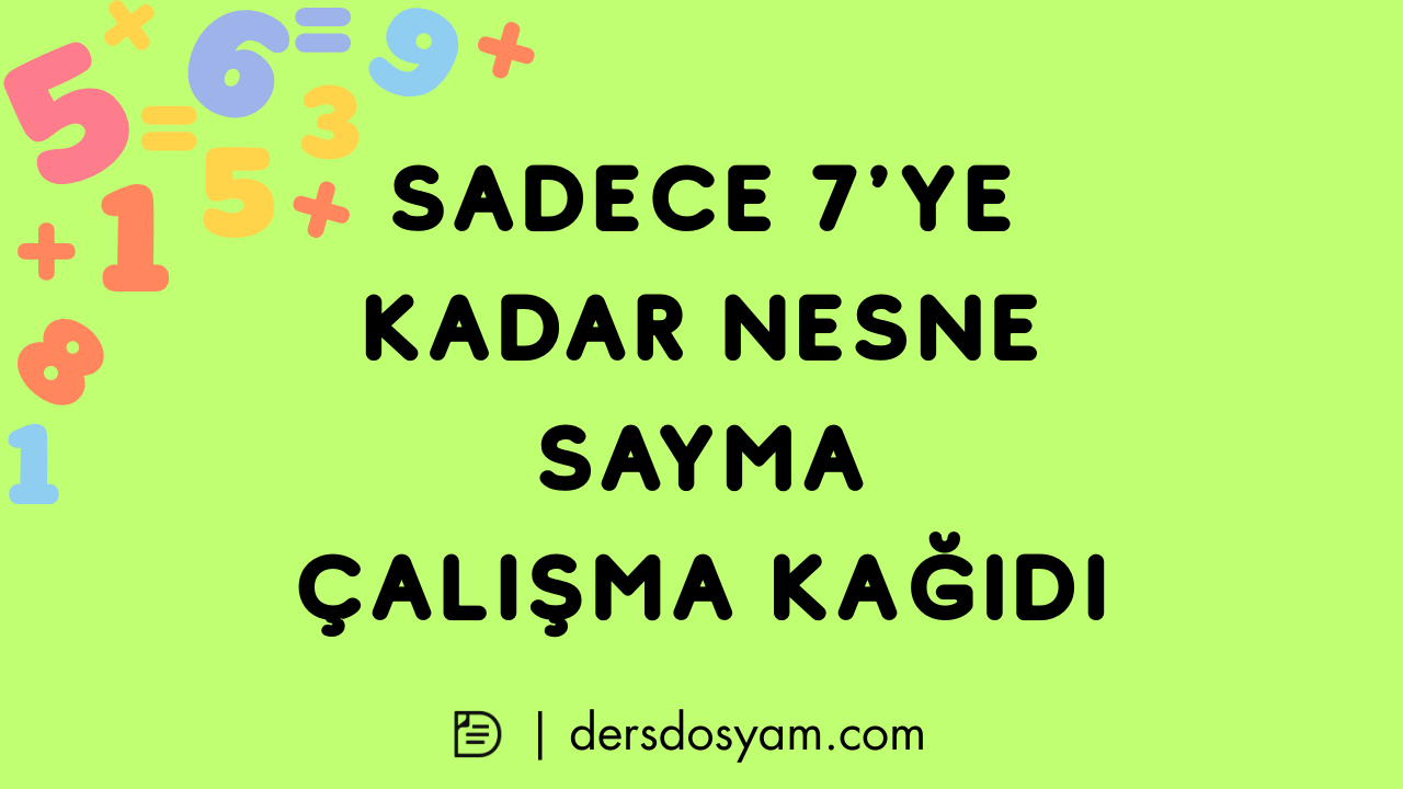 0-7 nesne sayısı belirleme çalışma sayfası önizlemesi