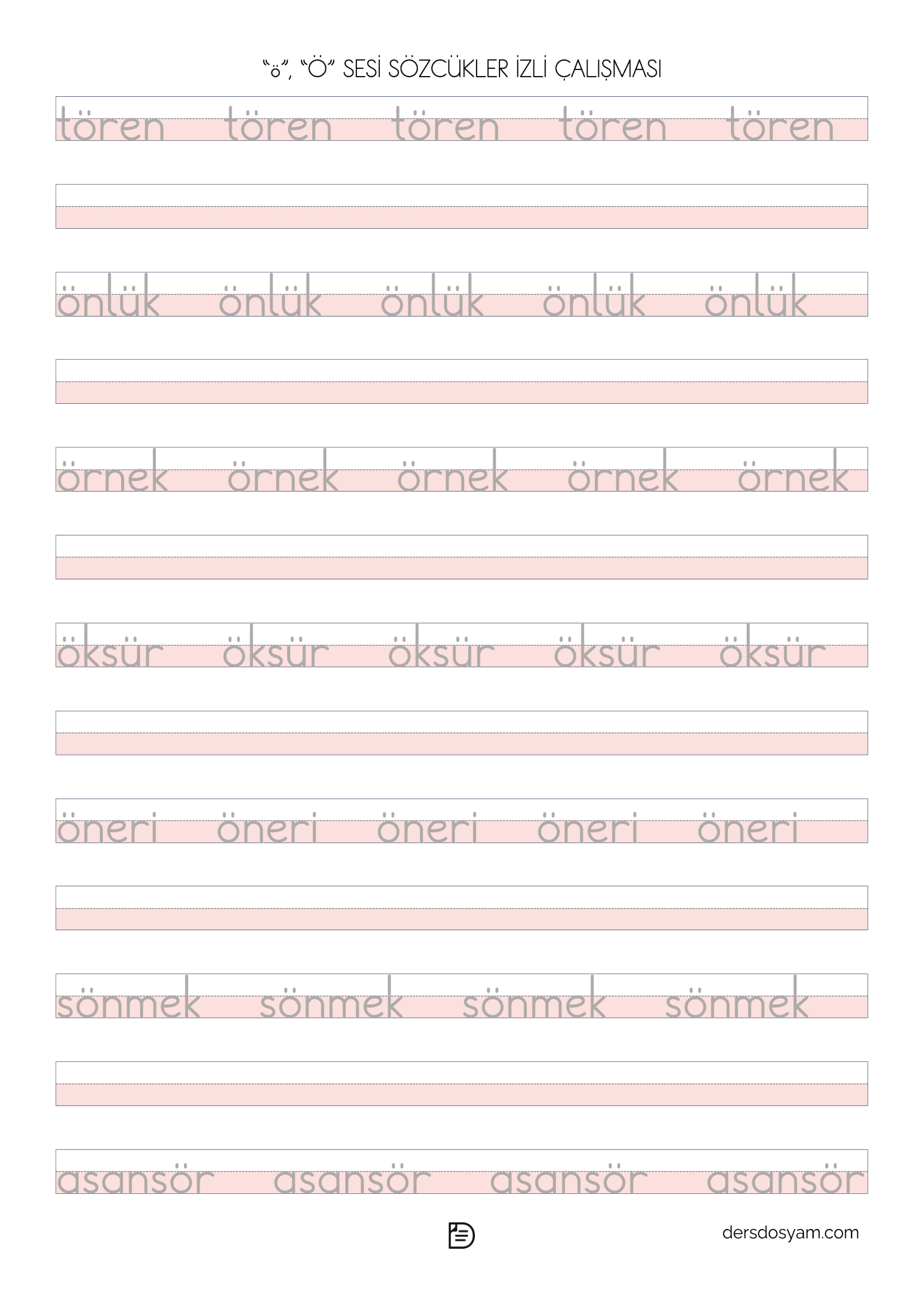 ö sesi kelime okuma yazma etkinliği 2
