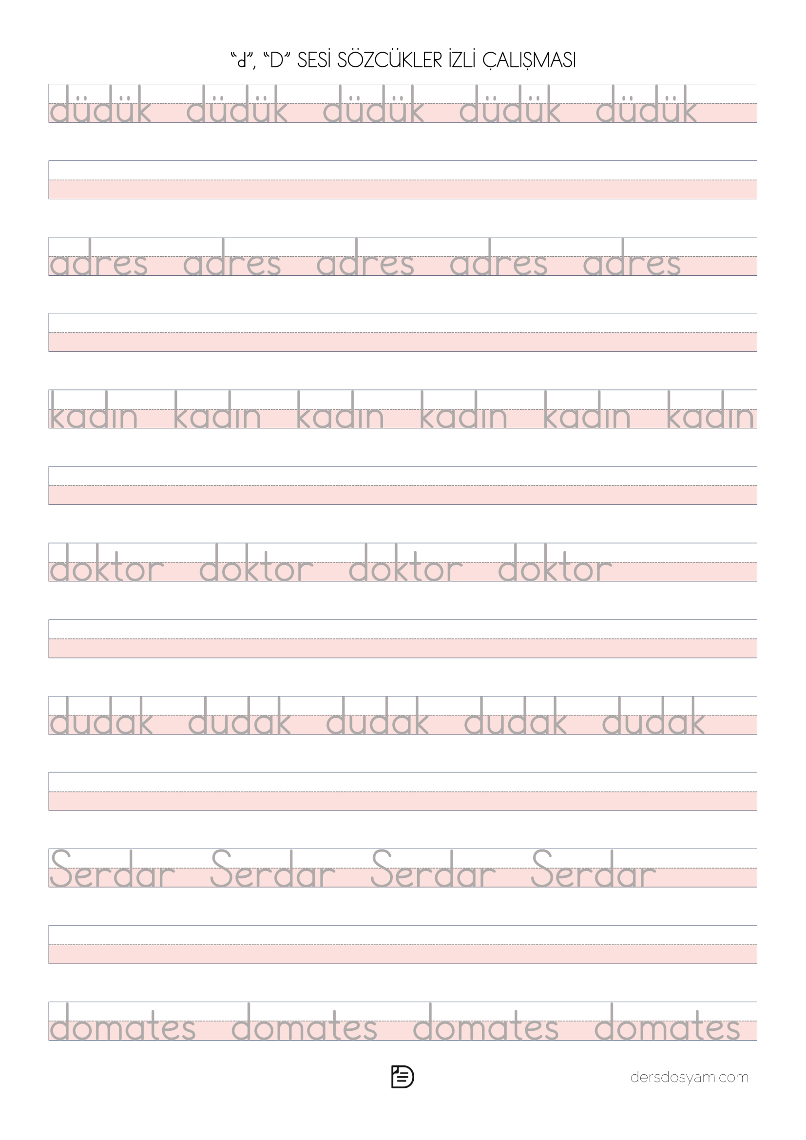 d sesi kelime okuma yazma etkinliği 2