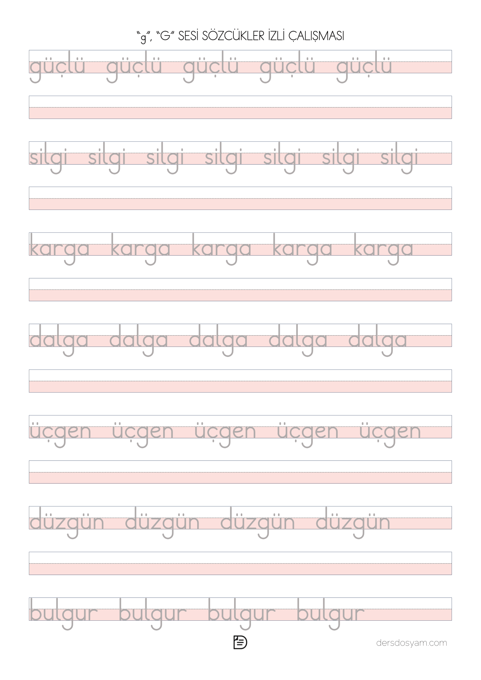 g sesi kelime okuma yazma etkinliği 2