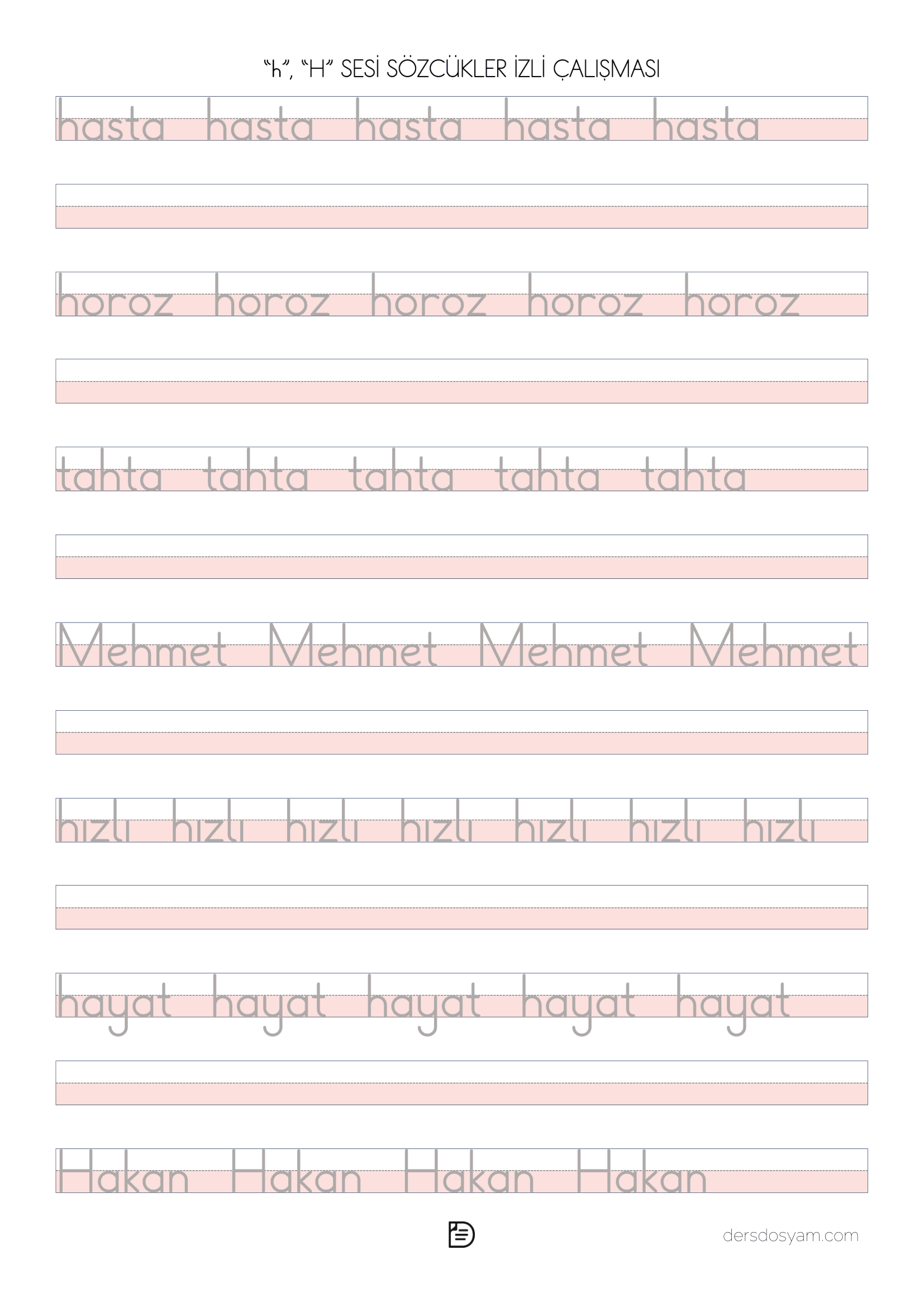 h sesi kelime okuma yazma etkinliği 2