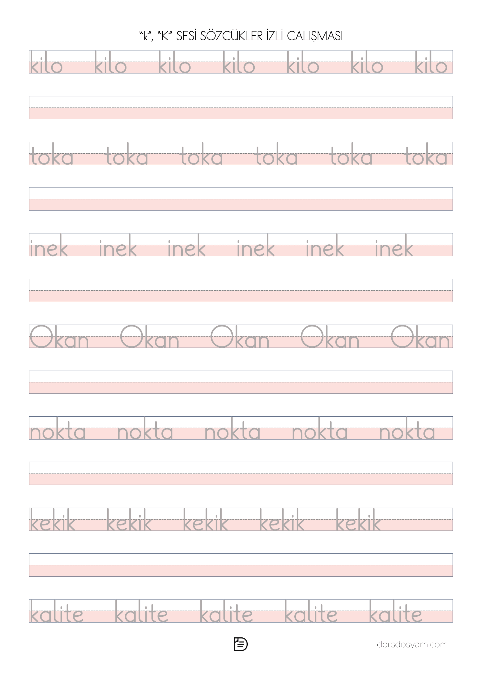 k sesi kelime okuma yazma etkinliği 2