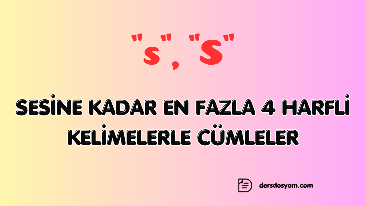 s sesi 4 harfli kelimelerle kolay cümleler çalışma kağıdı