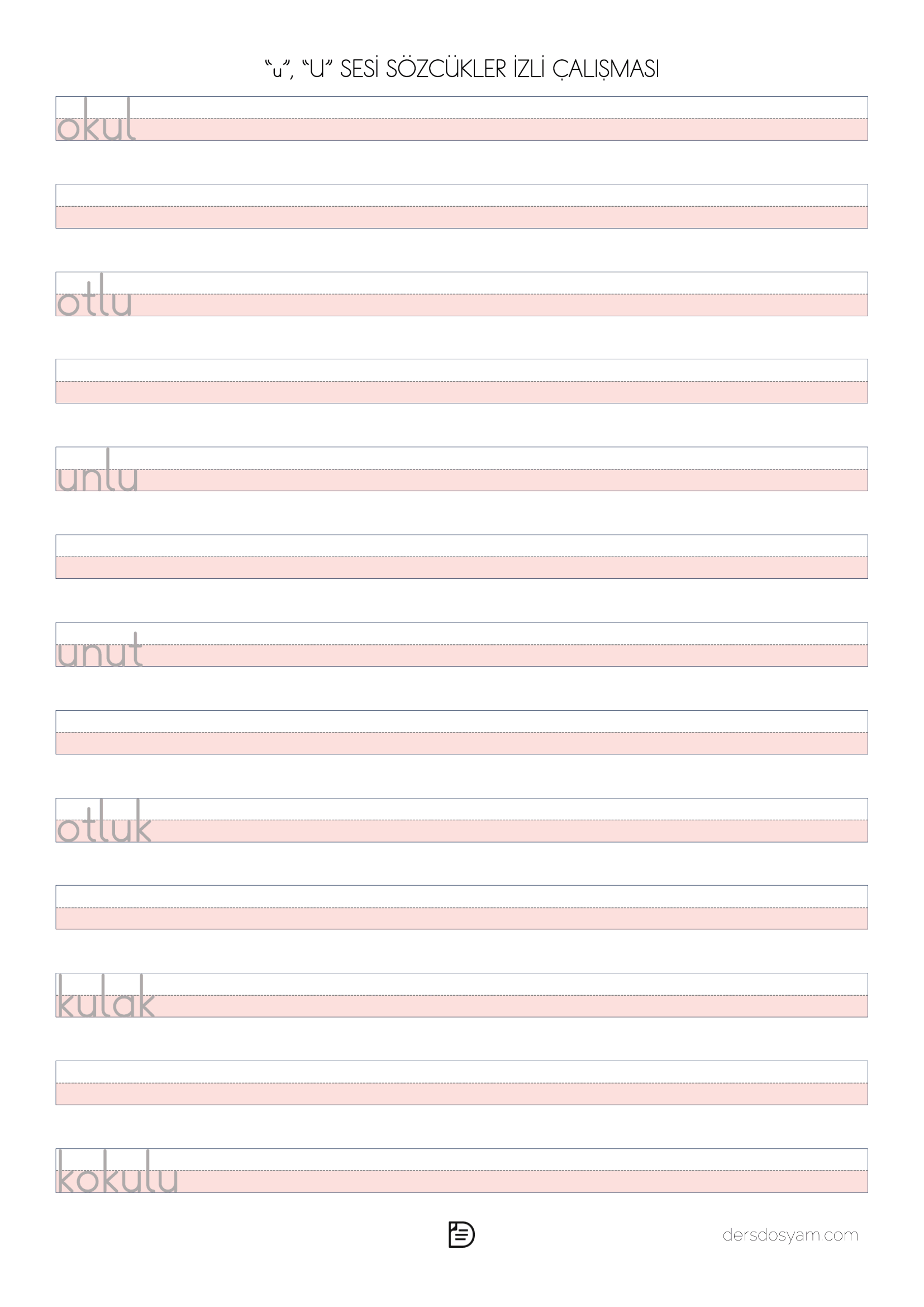 u sesi kelime okuma yazma etkinliği 2