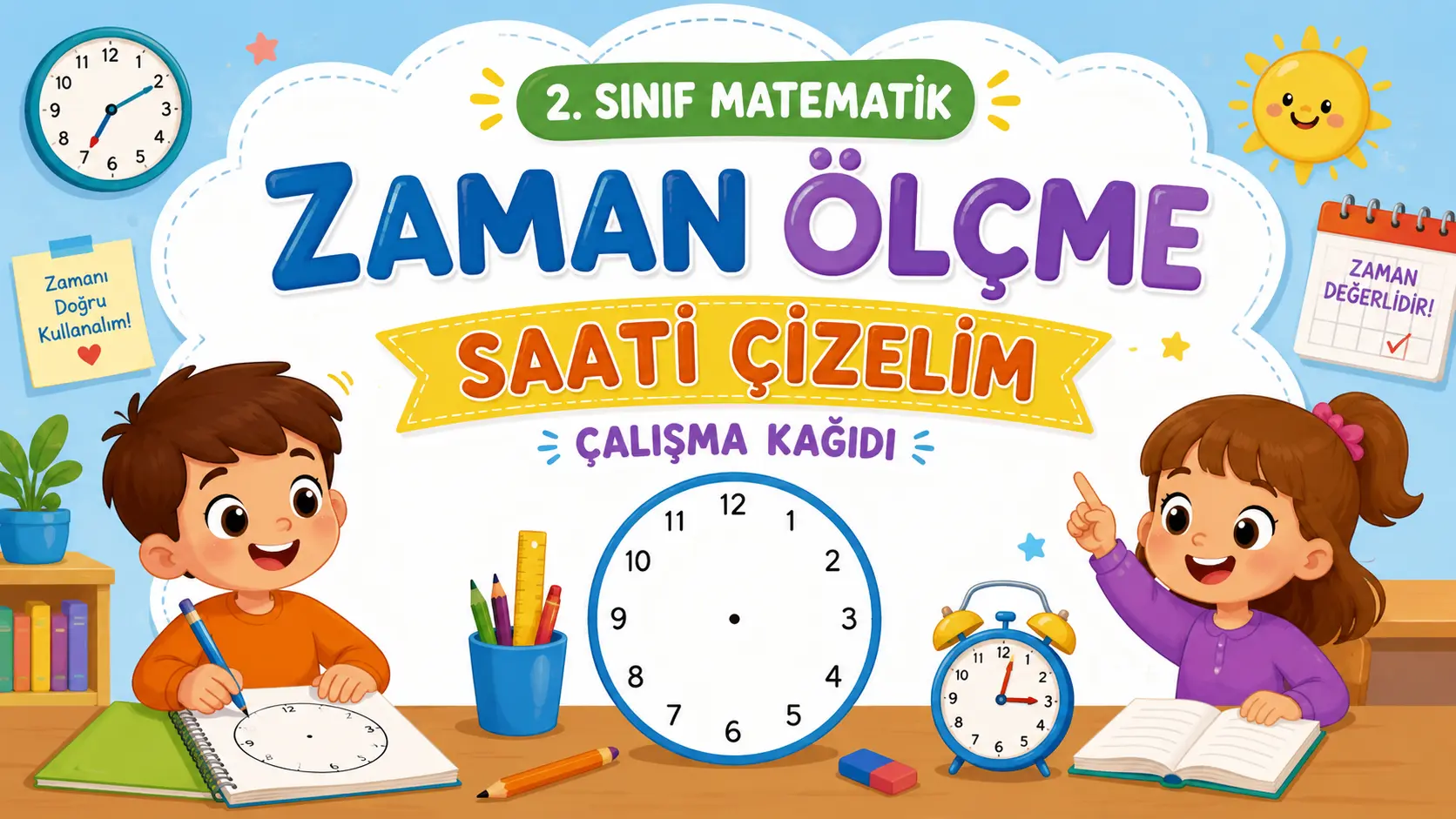Saati Çizelim Çalışma Kağıdı